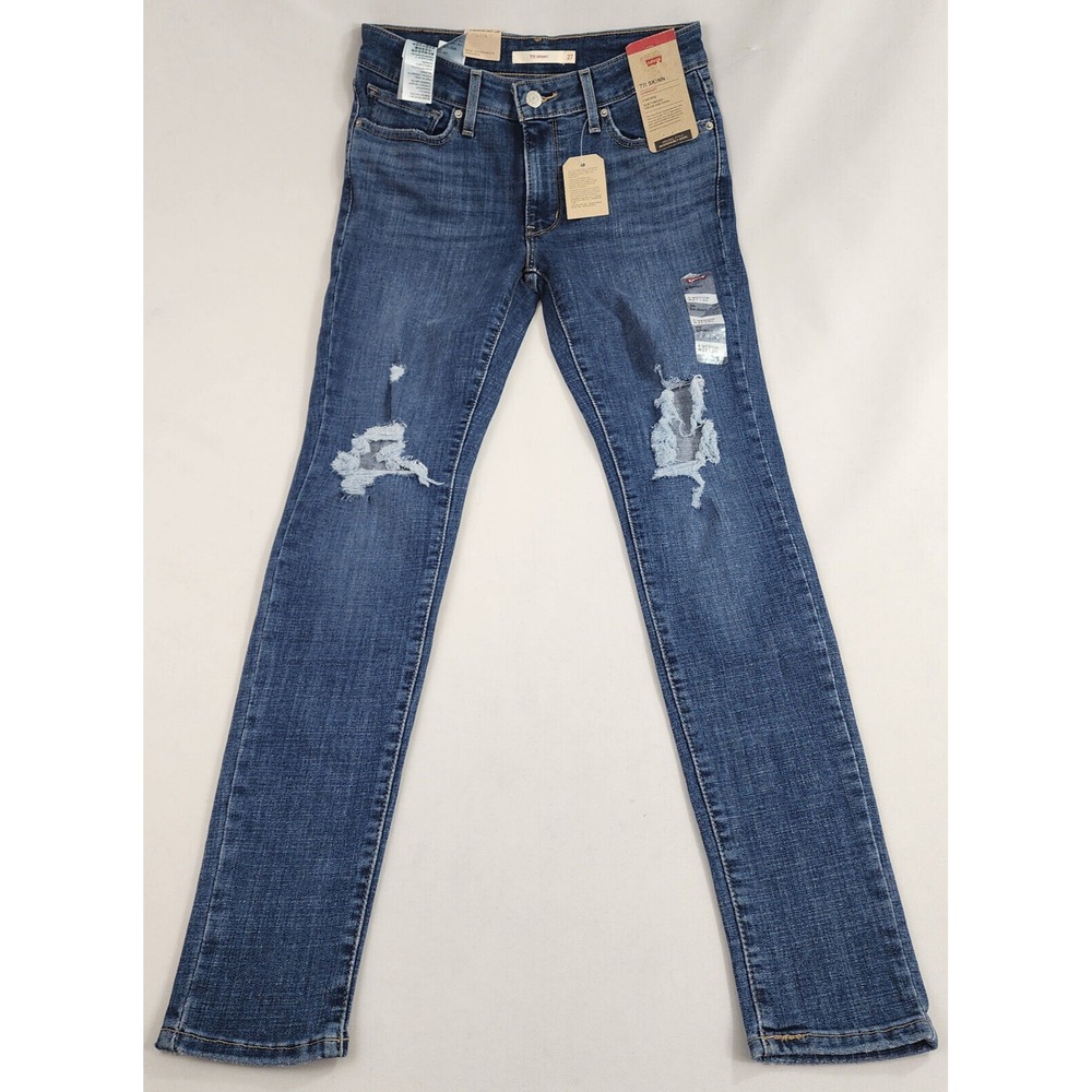 Levi's 711 Jeans Womens W27 L30 4 Medium Blue Skinny Hypersoft MR $69 Ladies